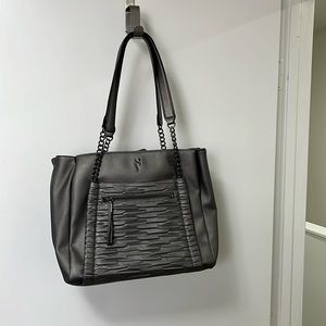 Vera Wang Dark Gray Leather Tote